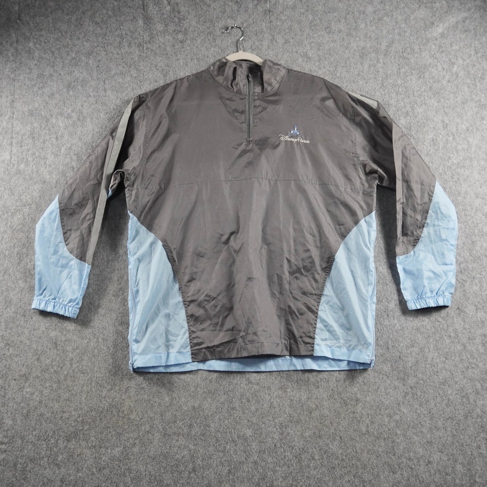 Disney Parks Men's Half-Zip Windbreaker Jacket M/L Gray Packable